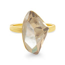 Sterling Silver Crystal Golden Shadow Geo Shaped Ring