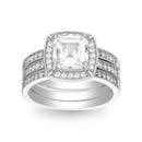 Sterling Silver Cushion CZ Trio Stackable Ring