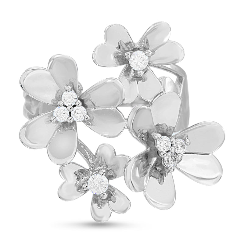 Sterling Silver CZ Flower Design Ring