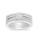 Silver 4 CZ Pave Bands and CZ Pave Teardrop Band Stackable 5 Piece Ring Set