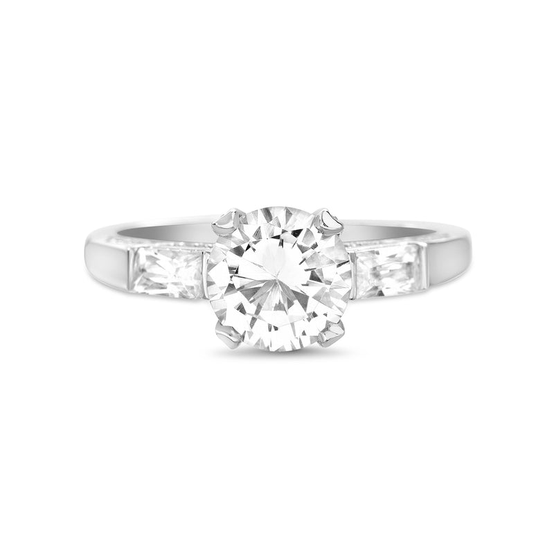 Sterling Silver Round CZ Pronged Engagement Ring