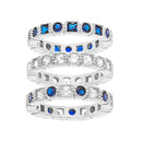 Sterling Silver Rh Multi CZ Band Set