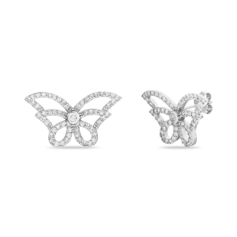 Sterling Silver CZ 14Mm Open Butterfly Design
Earring