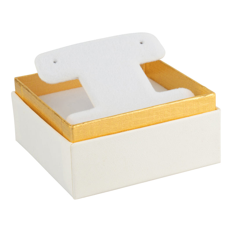 Two-tone Paper French Clip Earring Box with Gold Accent