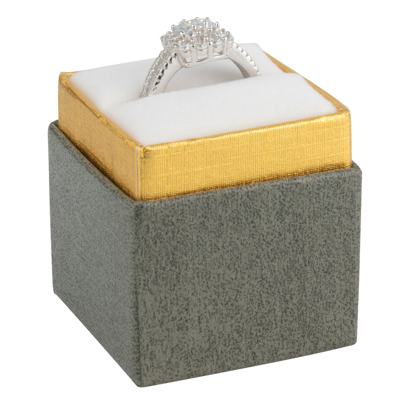 Two-tone Paper Single Ring Box with Gold Accent