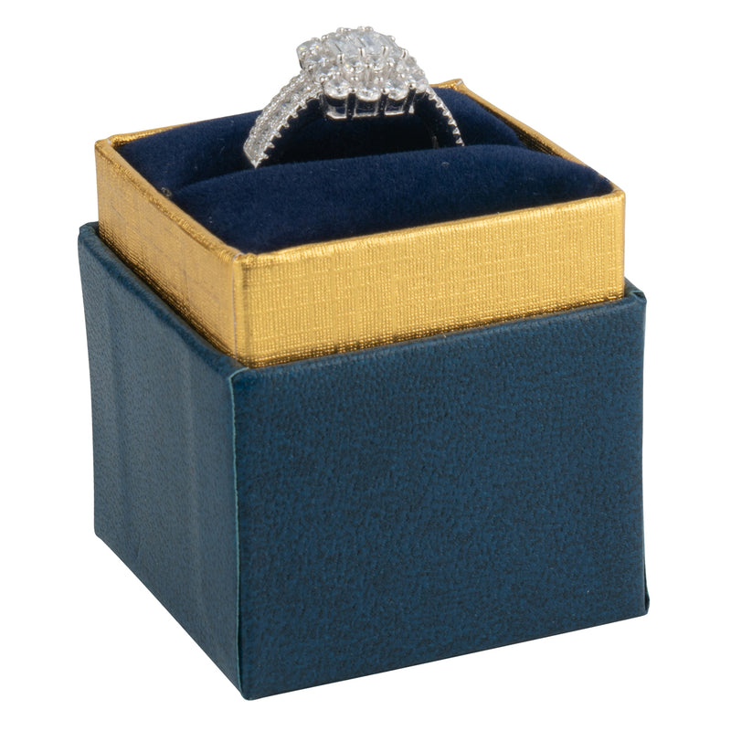 Two-tone Paper Single Ring Box with Gold Accent