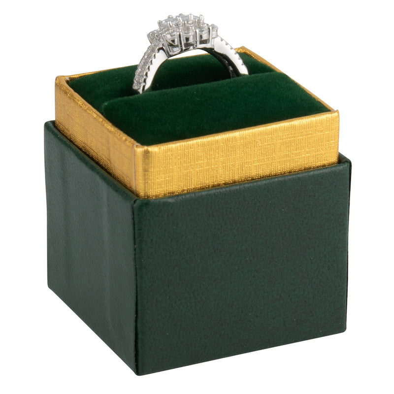 Two-tone Paper Single Ring Box with Gold Accent