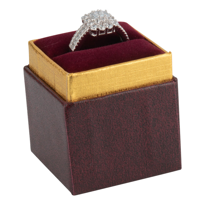 Two-tone Paper Single Ring Box with Gold Accent