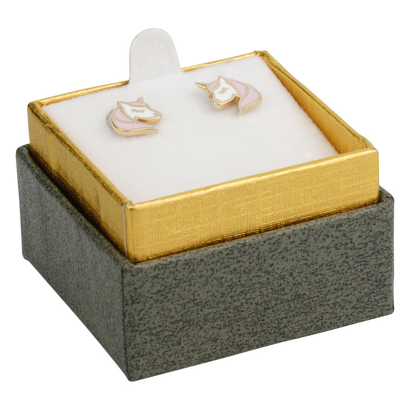 Two-tone Paper Single Earring Box with Gold Accent