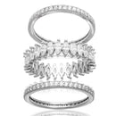 Sterling Silver Rh Rnd and Marq CZ Trio Ring Set