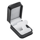 Embossed Leatherette French Clip Earring Box with White Velvet Interior