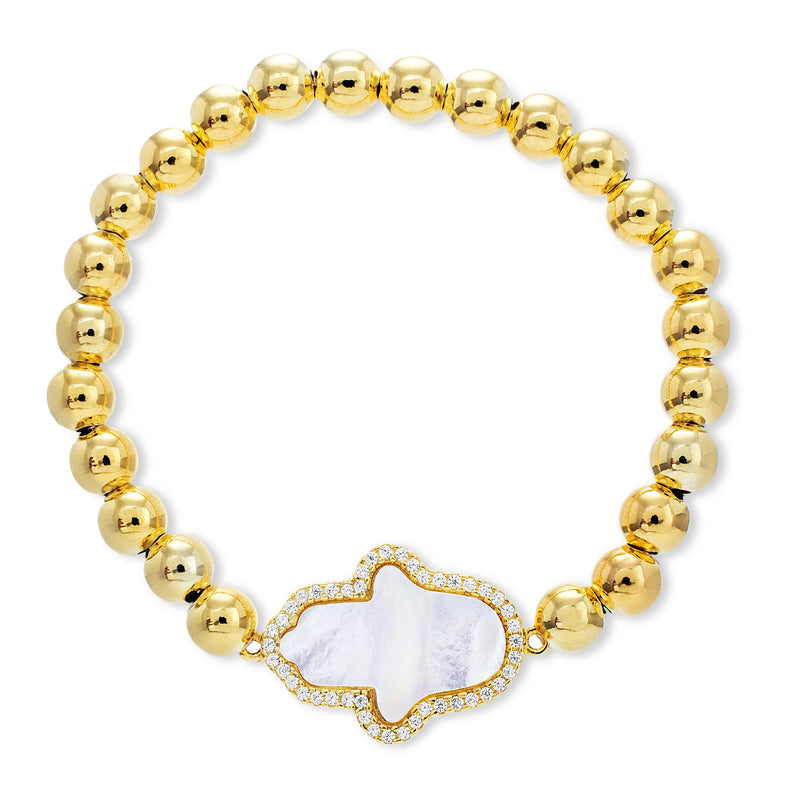 Gold CZ Hamsa Strech Bracelet