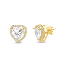 Gold CZ Border Heart Post Earring
