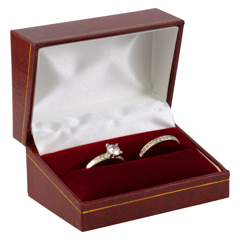 Paper Covered Double Ring Box with Gold Accent