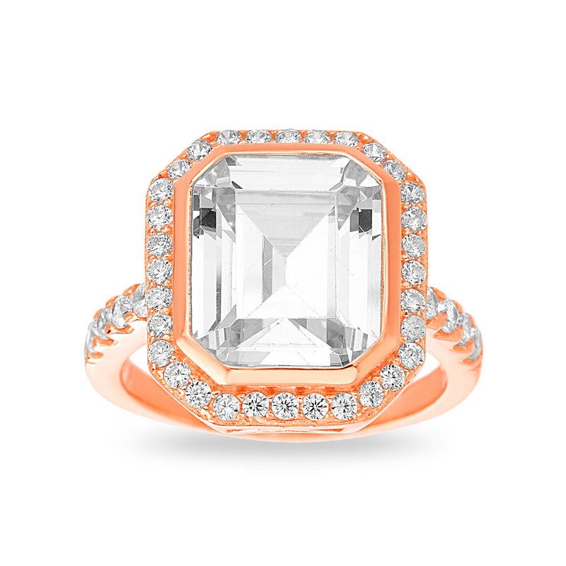 Rose Asscher CZ Border Ring