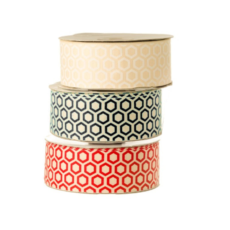 Hexagon Print Grosgrain Ribbon