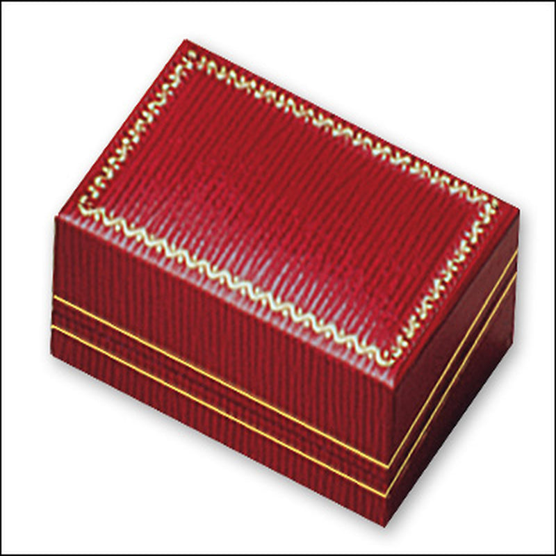 Textured Leatherette Double Ring Box with Gold Accent