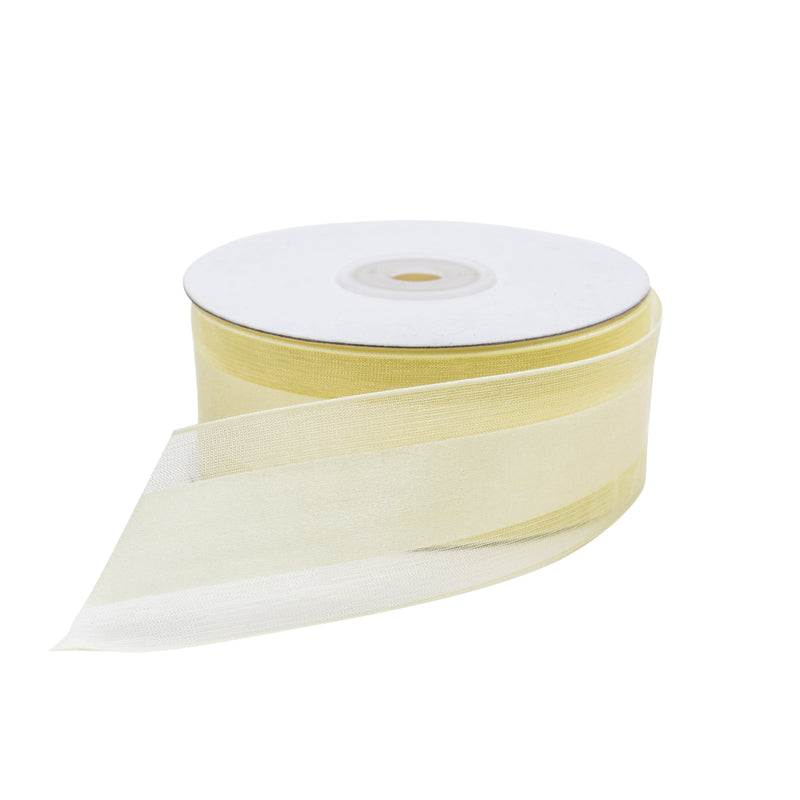 Ivory Satin Edge Sheer Wired Ribbon, 1-1/2x25 Yards