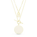 Gold Disc-Lock Toggle-Kiss Chain Double
Layered Necklace