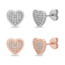 2-Tone CZ Pave Heart Beaded Border Duo Post
Earring Set