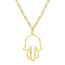 Gold CZ Hamsa Necklace