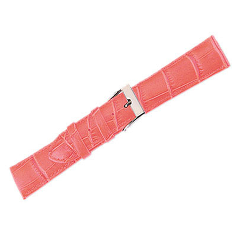 Leather Watch Band Crocodile Dk. Pink (20mm) Long
