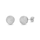 Silver CZ Pave 10 Mm Ball Post Earring